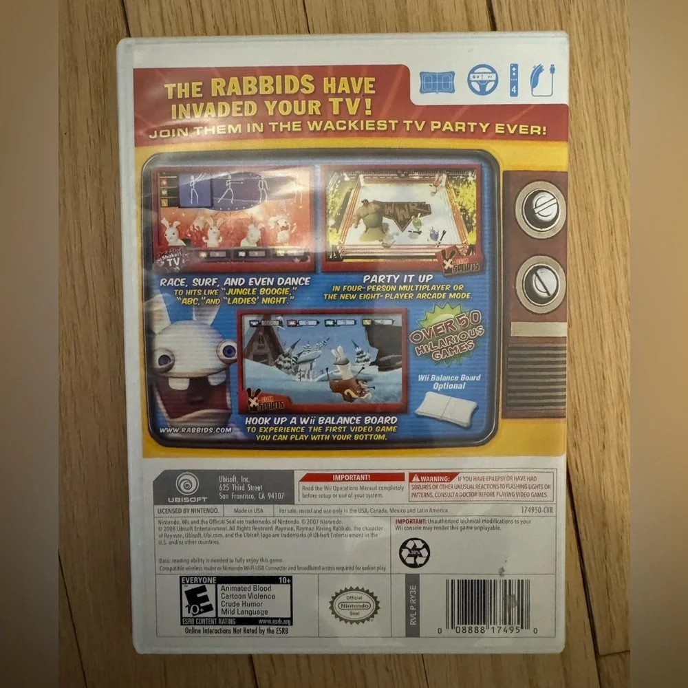 Nintendo‎ Wii Rayman Raving Rabbids TV Party Video Game Excellent Condition